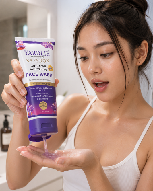 Yardlie Professional Saffron Anti-Acne & Whitening Face Wash – 100ml | Brightening Facial Cleanser